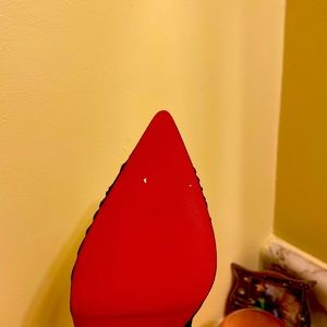 Christian Louboutin dark green suede size 38, 4’ heels, professionally resoled.